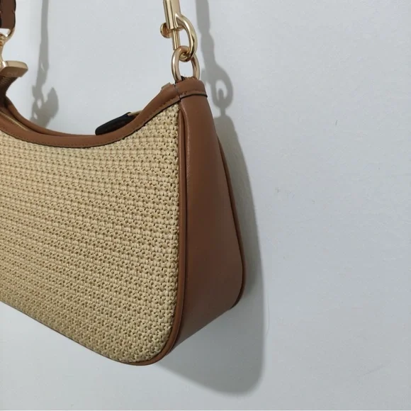 Coach Light Beige Woven Straw Hobo Bag - Picture 4 of 10